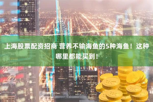 上海股票配资招商 营养不输海鱼的5种海鱼！这种哪里都能买到！